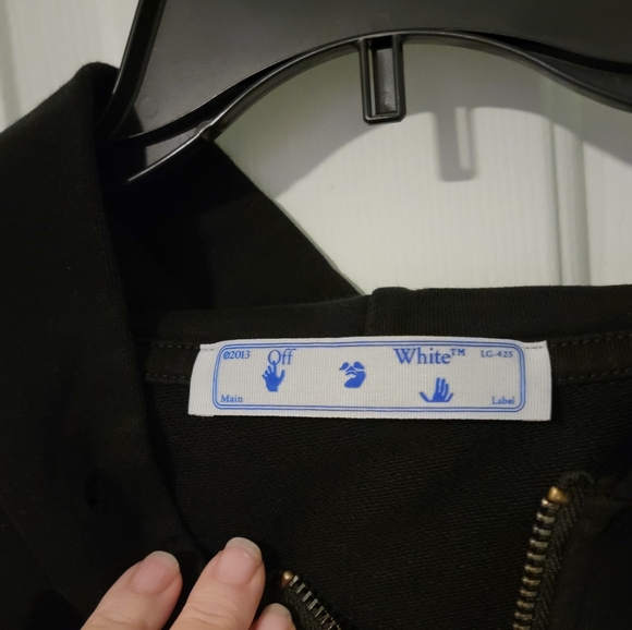 Off-White Black Hoodie with Purple and Pink Stripes - Picture 3 of 9